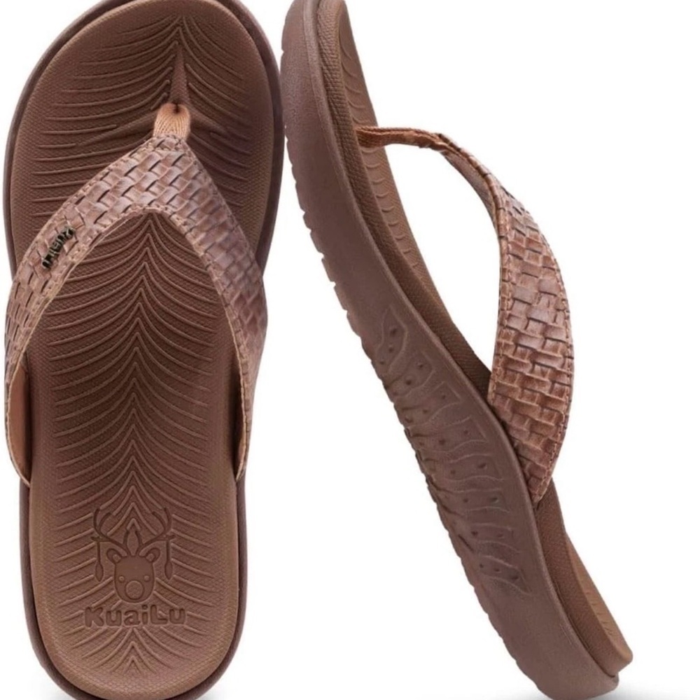 KuaiLu Womens Flip Flops Ladies Yoga Mat Comfortable Walking 12 Coffee Brown